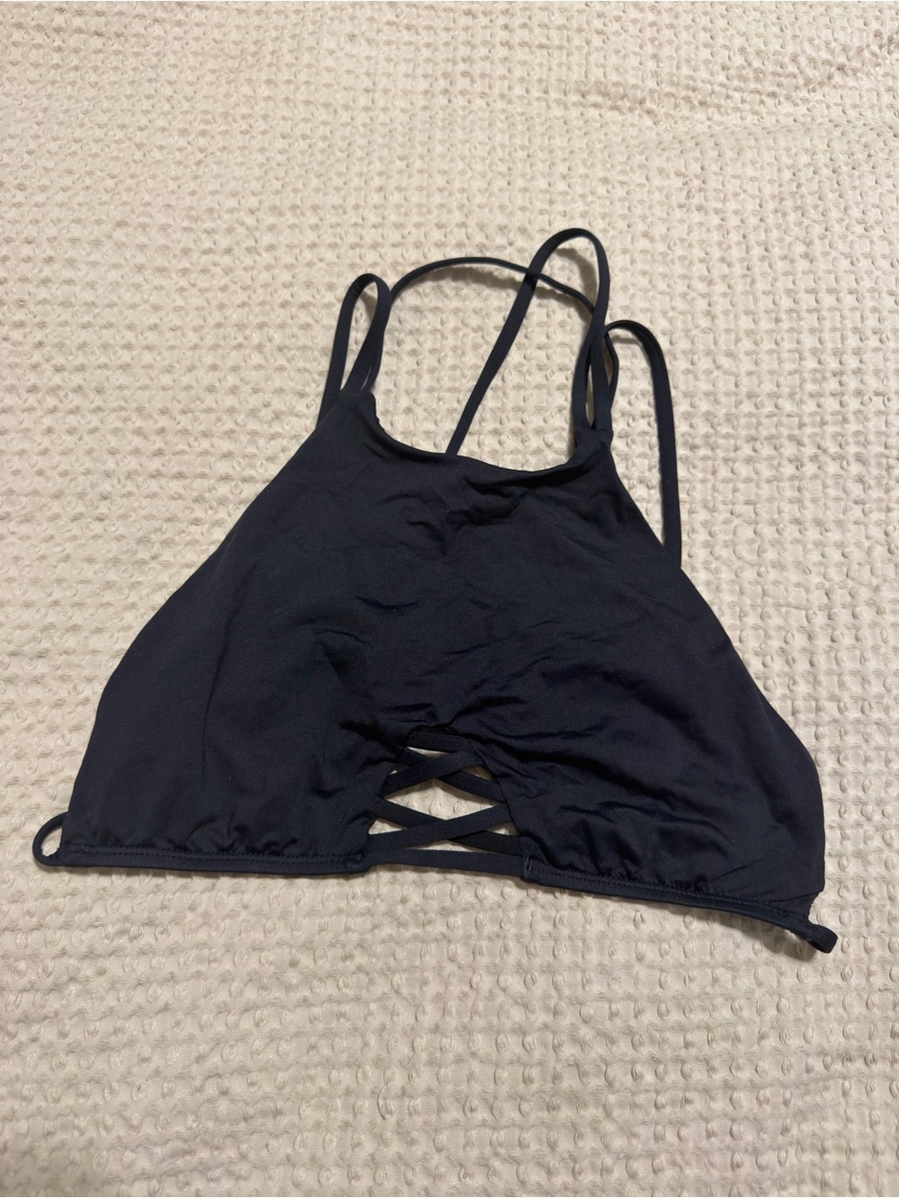 Frankie's Bikinis Black Strappy High-Neck Bikini Top